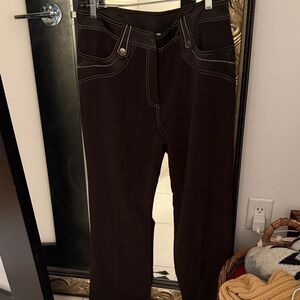 Alberto Makali Brown Pants with White Accents